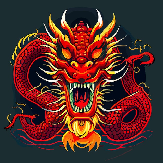 Chinese dragon flat design vector art dragon icon