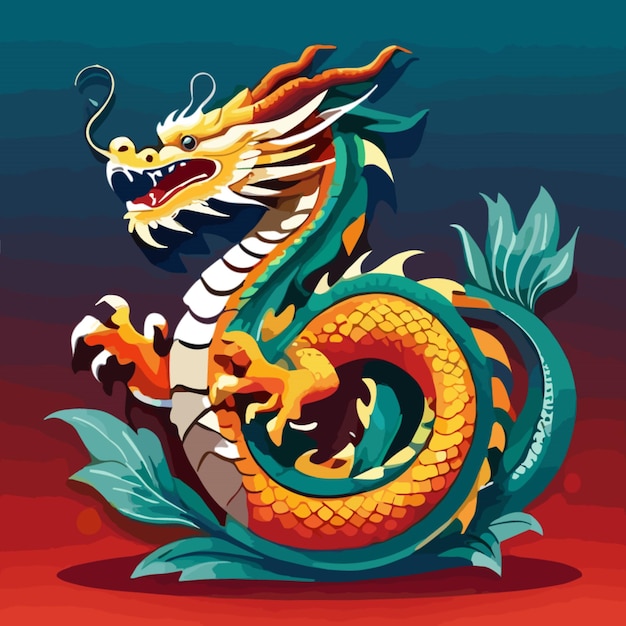 Chinese dragon flat design vector detailed cartoon