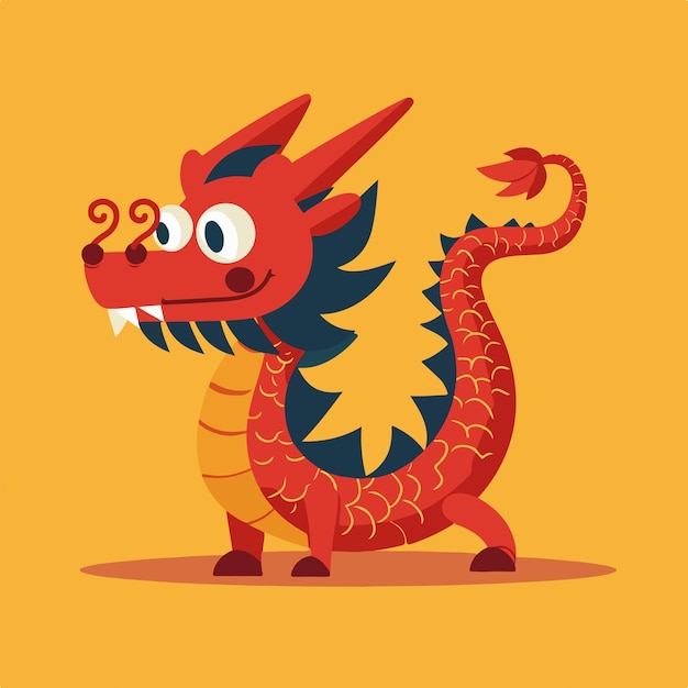 китайский дракон плоский иллюстрационный вектор