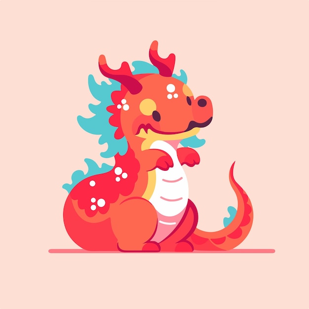 Vector chinese dragon flat illustration vector