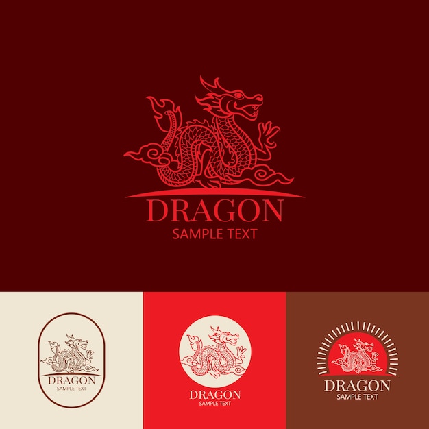 Vettore modello di progettazione di logo del drago cinese