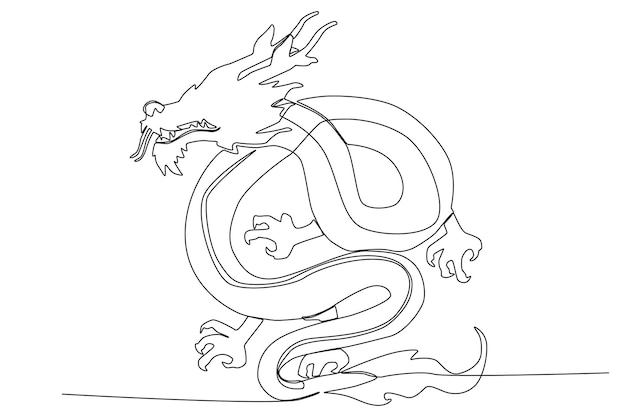 A Chinese dragon sign one line art