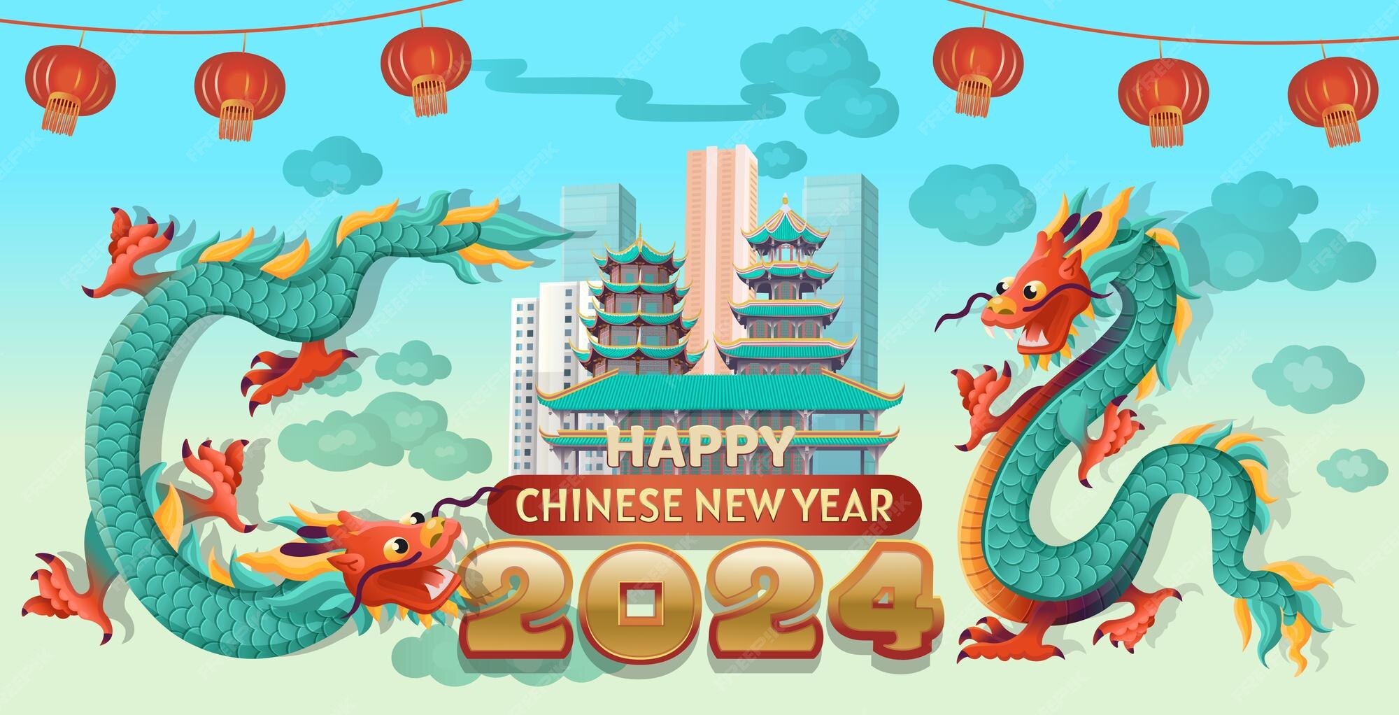 Premium Vector Chinese dragon symbol of 2024 zodiac symbol Calendar 2024