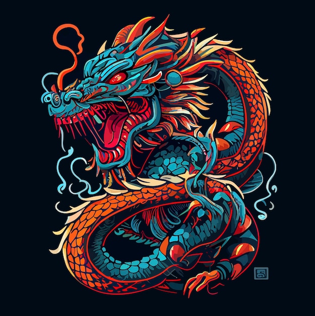 Chinese dragon vector icon illustration