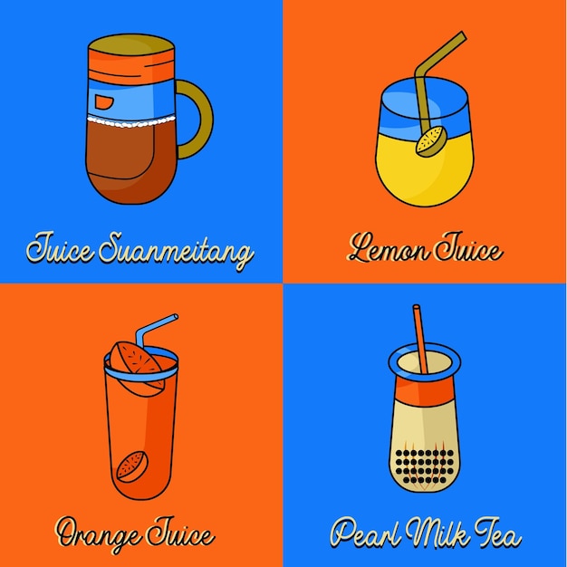 Vector chinese drinks illustration