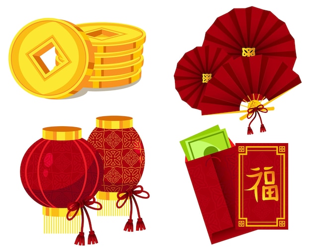 chinese element symbol ornament vector set