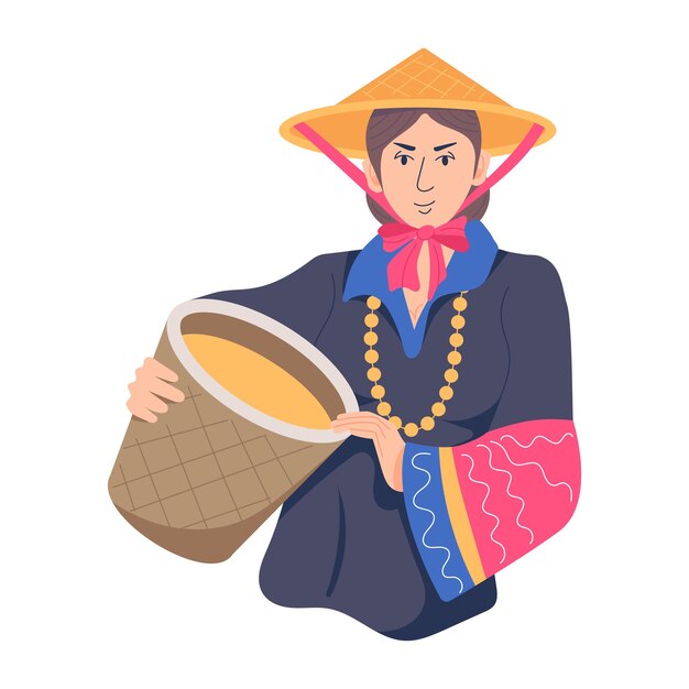 Иллюстрация плоского персонажа китайского фермера
