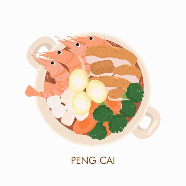 Chinese food, Asian food, peng cai vector illustration