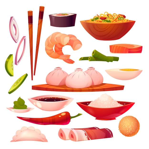 Vector chinese food elements collection