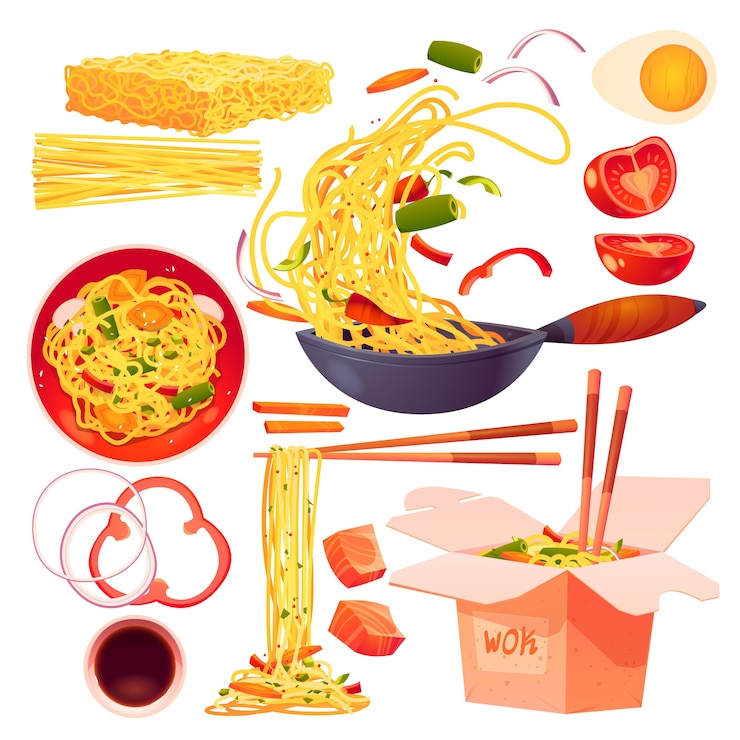 Vector chinese food elements collection