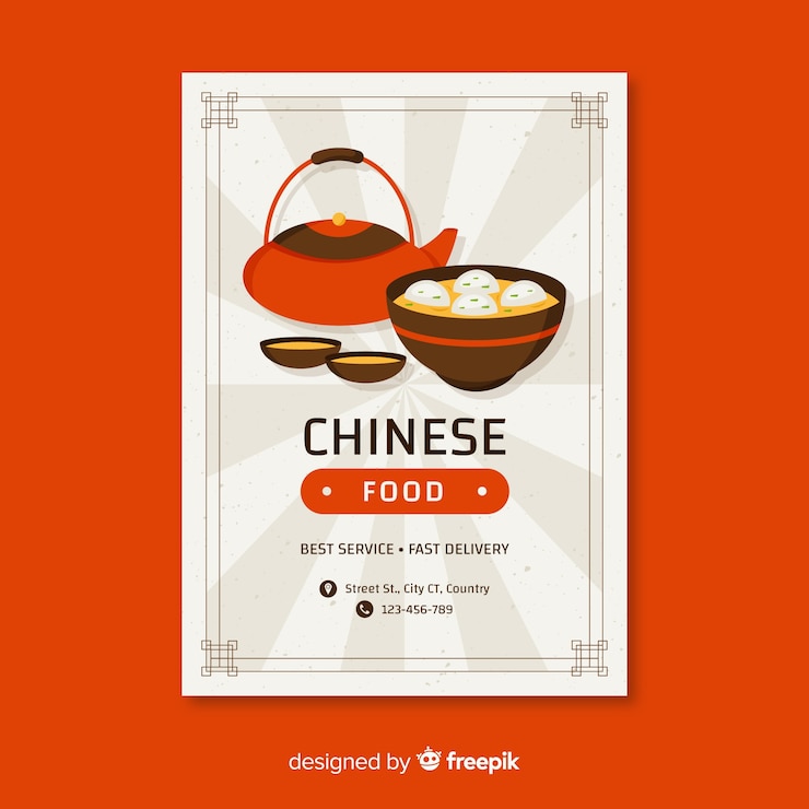 Vector chinese food flyer template