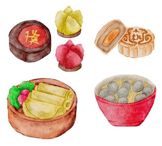 chinese food watercolor element