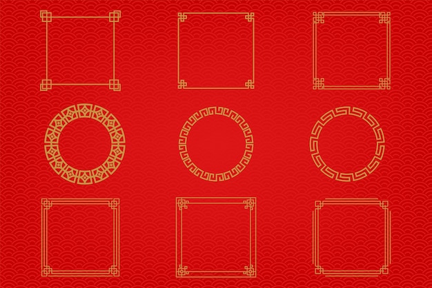 Chinese frame or border set on red background