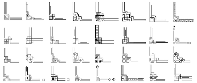 Вектор Китайские рамочные углы и восточные разделители