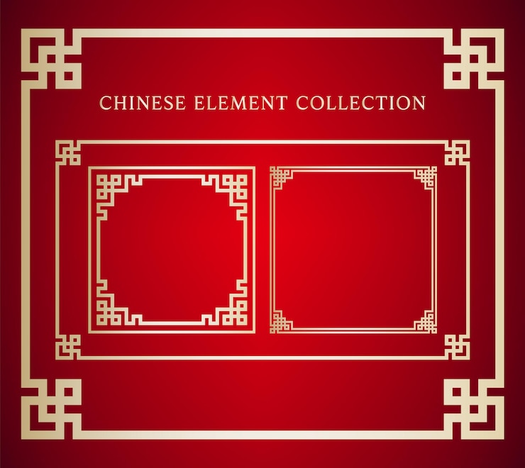 Vector chinese frame element collection set for traditional design concept