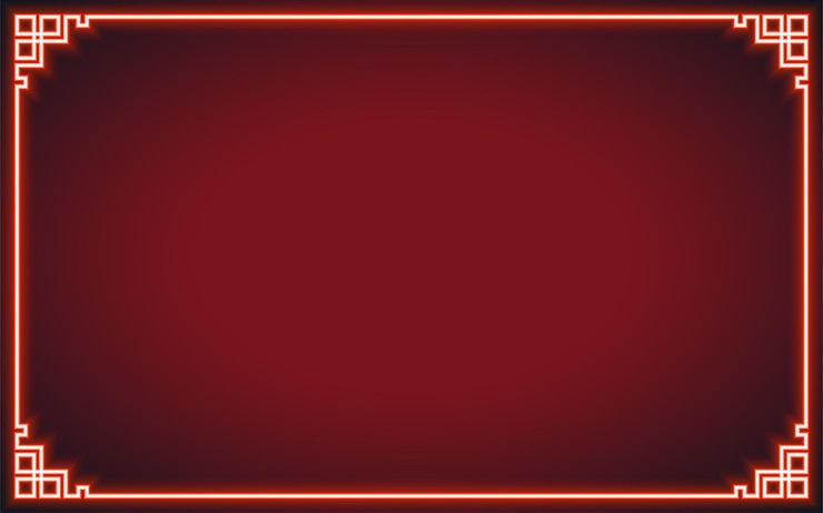 Vector chinese frame neon style with oriental asian elements on color background