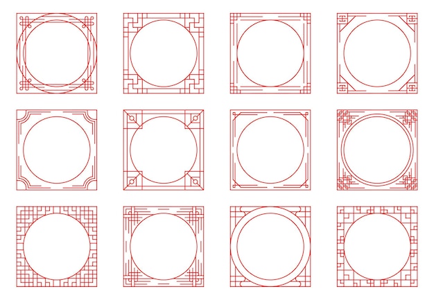 Vector chinese frame set in vintage style