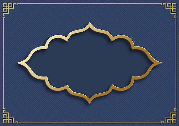 Chinese frame with oriental Asian elements on color background