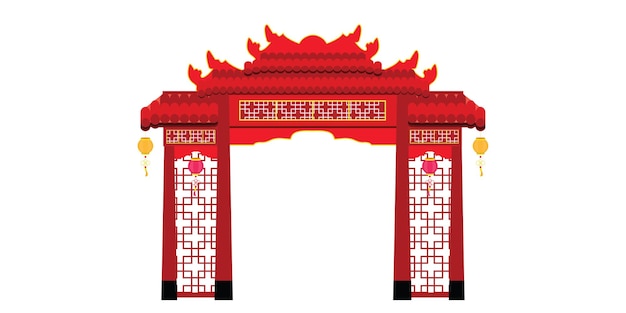 Vector chinese gate architecture isolated on white background.  illustration.