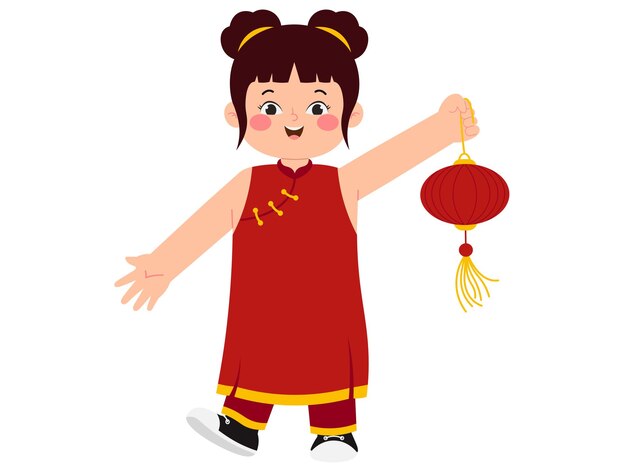 chinese girl with lantern illustration