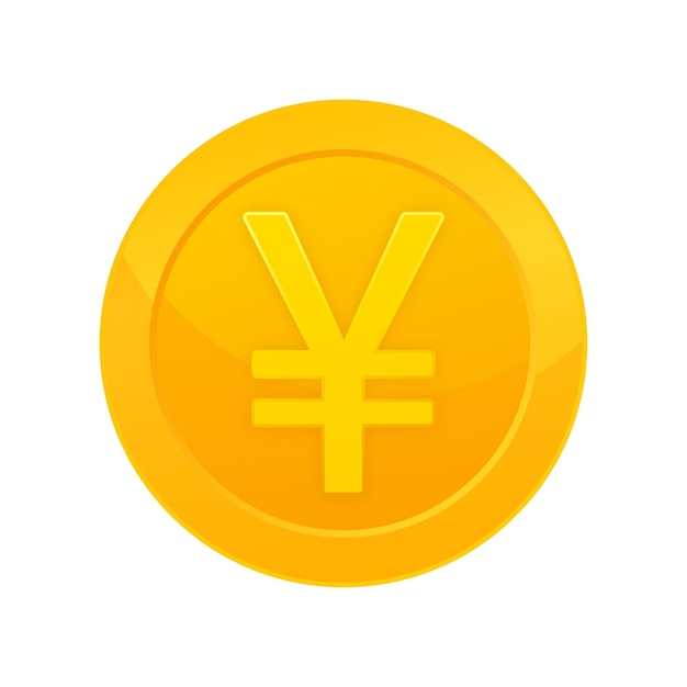 Chinese gold yuan icon on golden background Vector design