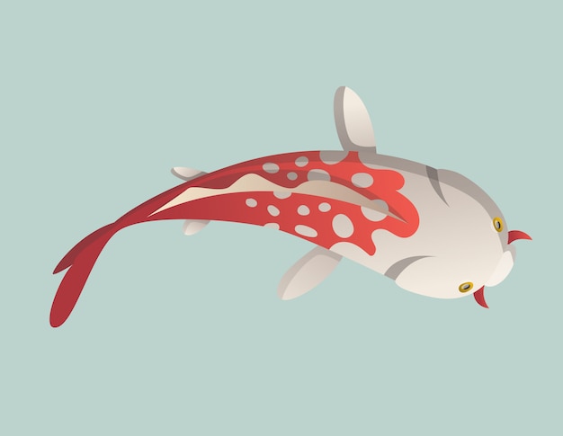 Vector chinese goldfish, traditional fishery isolated on background