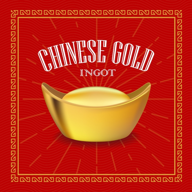 Vector chinese goudstaaf realistische illustratie