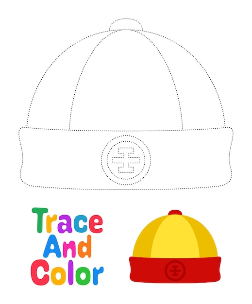 Chinese Hat tracing worksheet for kids