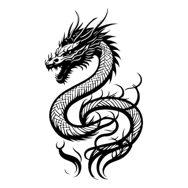 Vector chinese head dragon illustration sketch hand draw black