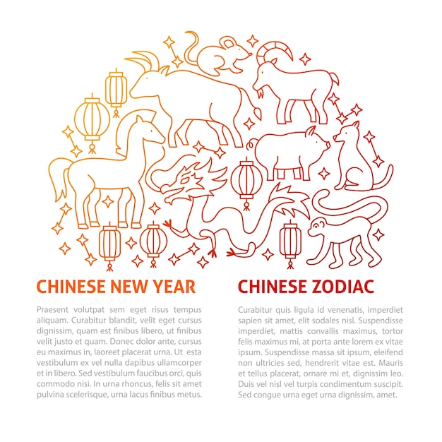 Chinese Horoscope Line Template