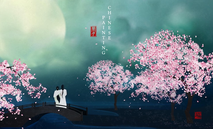 Vector chinese ink painting art background