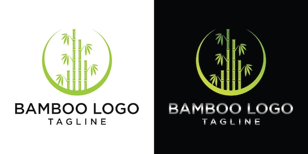 Design del logo orientale dell'erba di bambù cinese o giapponese