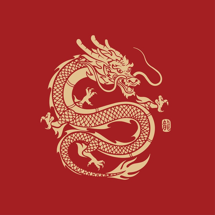 Vector chinese japanese dragon symbol prosperous