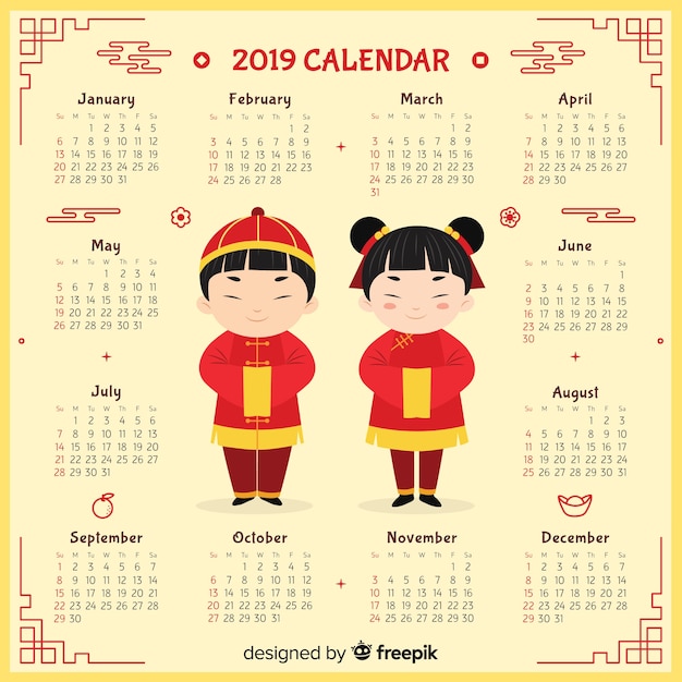 Vector chinese kalender 2019