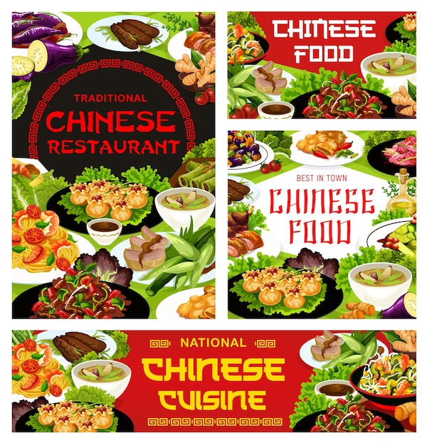 Chinese keuken restaurant gerechten vector banners