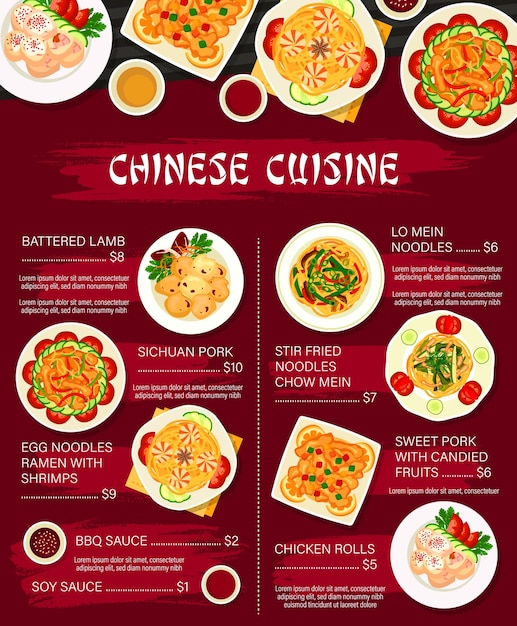 Chinese keuken restaurant menu lunch schotel poster