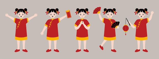 Chinese kid cartoon character illustration