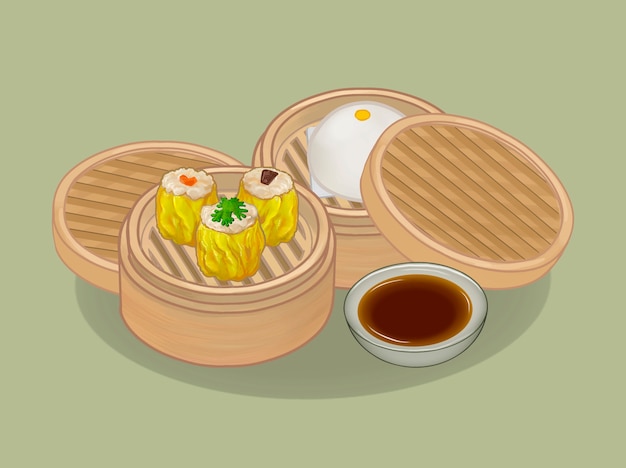 Chinese knoedels en broodjeillustratie