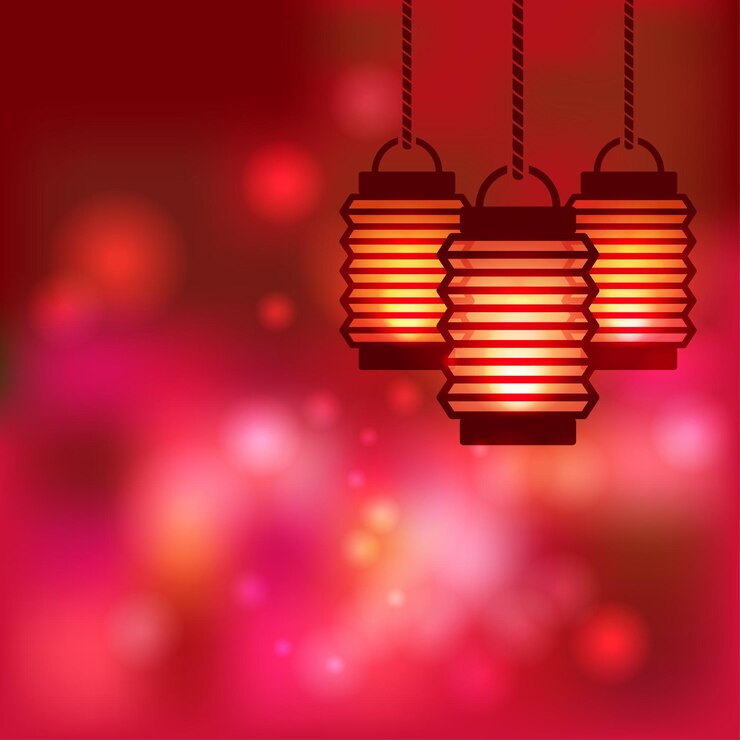 Vector chinese lantern on blurred background