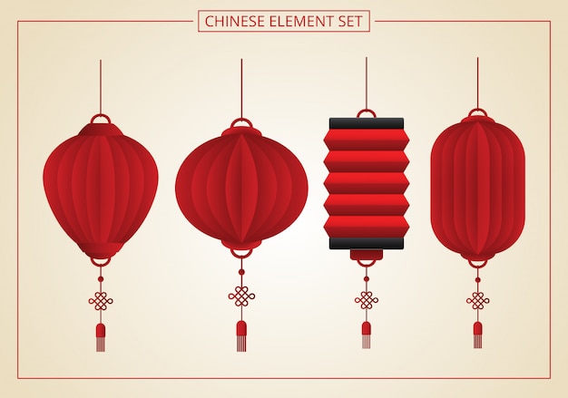 Vector chinese lantern element in papercut style.