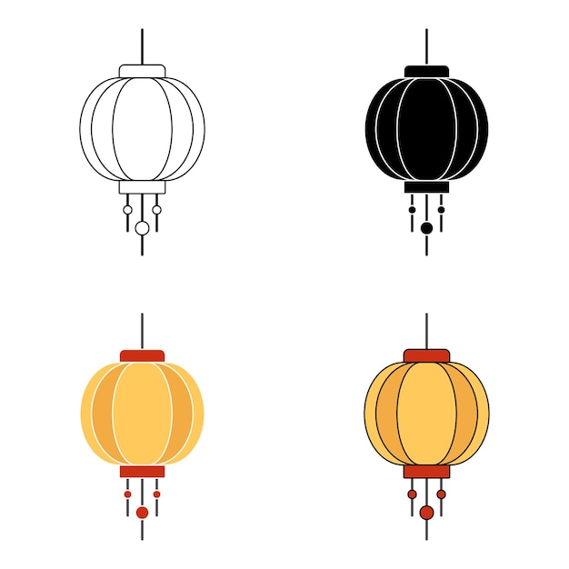 Vector chinese lantern in flat style isolated