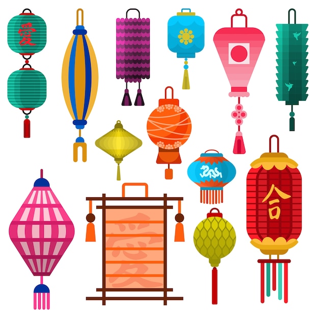 Vector chinese lantern set