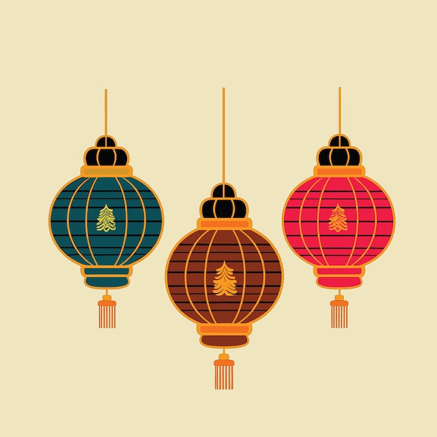 Vector chinese lantern simple festive vibrant colors