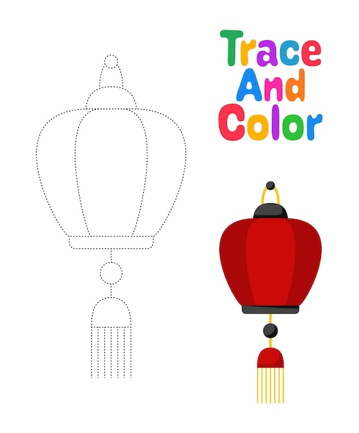 Chinese lantern tracing worksheet for kids