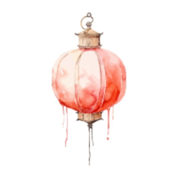 Chinese lantern in watercolor style illustration