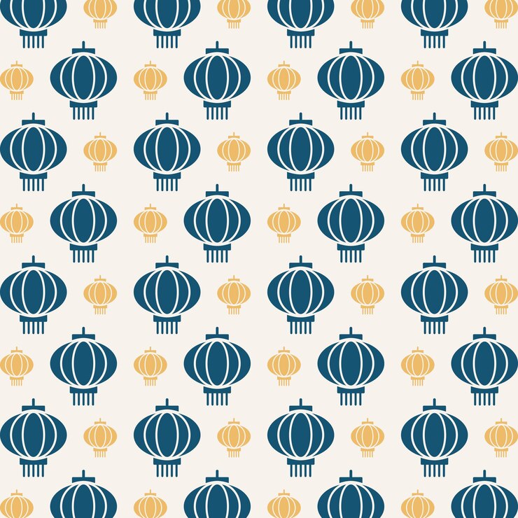 Vector chinese lanterns beautiful colorful seamless pattern trendy vector illustration background texture