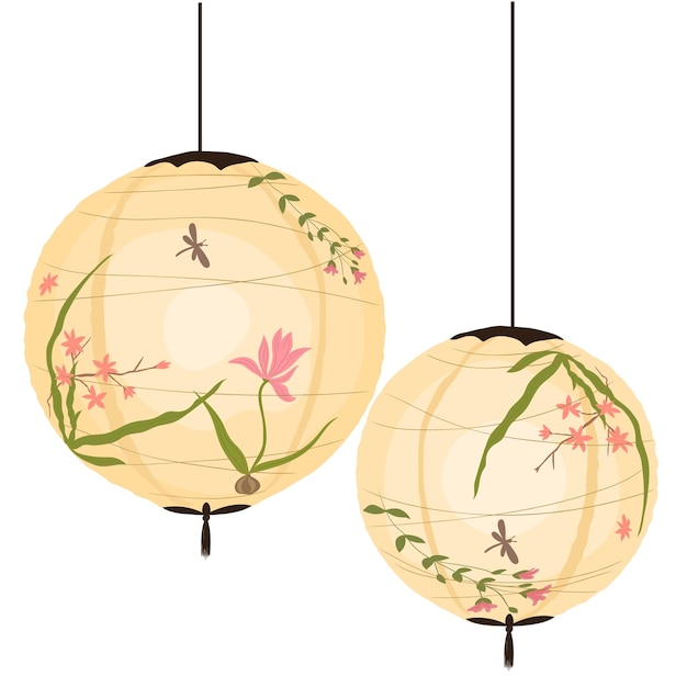 Chinese lanterns circular and cylindrical shape