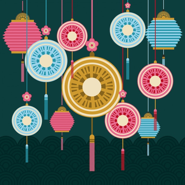 Vector chinese lanterns decorations
