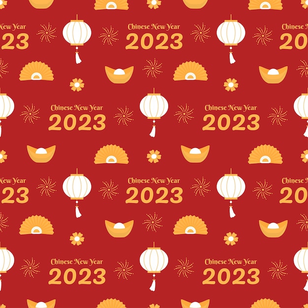 Chinese Lunar New Year 2023 dagen naadloze patroon decoratie sjabloon Hand getekende illustratie