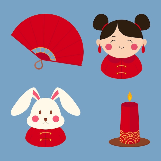 Chinese Lunar New Year Festival Celebration Cute Vector Design Art Colorful